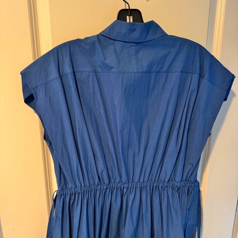 NWT Lafayette 148 New York Royale Blue Drawstring Gathered Midi Shirtdress | XS - Picture 8 of 8